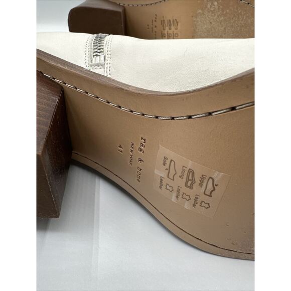 rag & bone NEW YORK Razor Leather Ankle antique white Boots 11 Western 19-01 - Picture 11 of 16